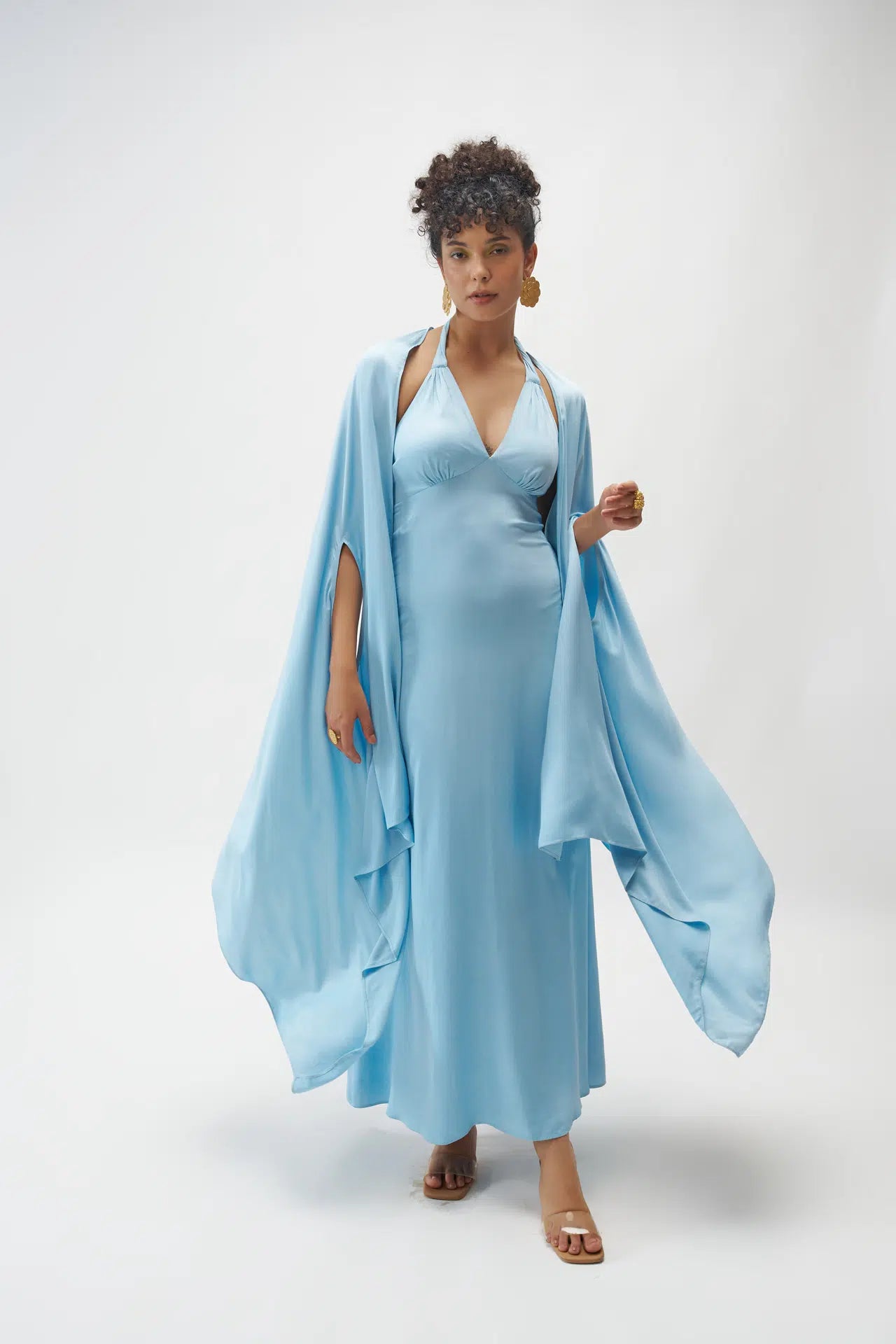 THE POWDER BLUE DRESS WITH COVER UP