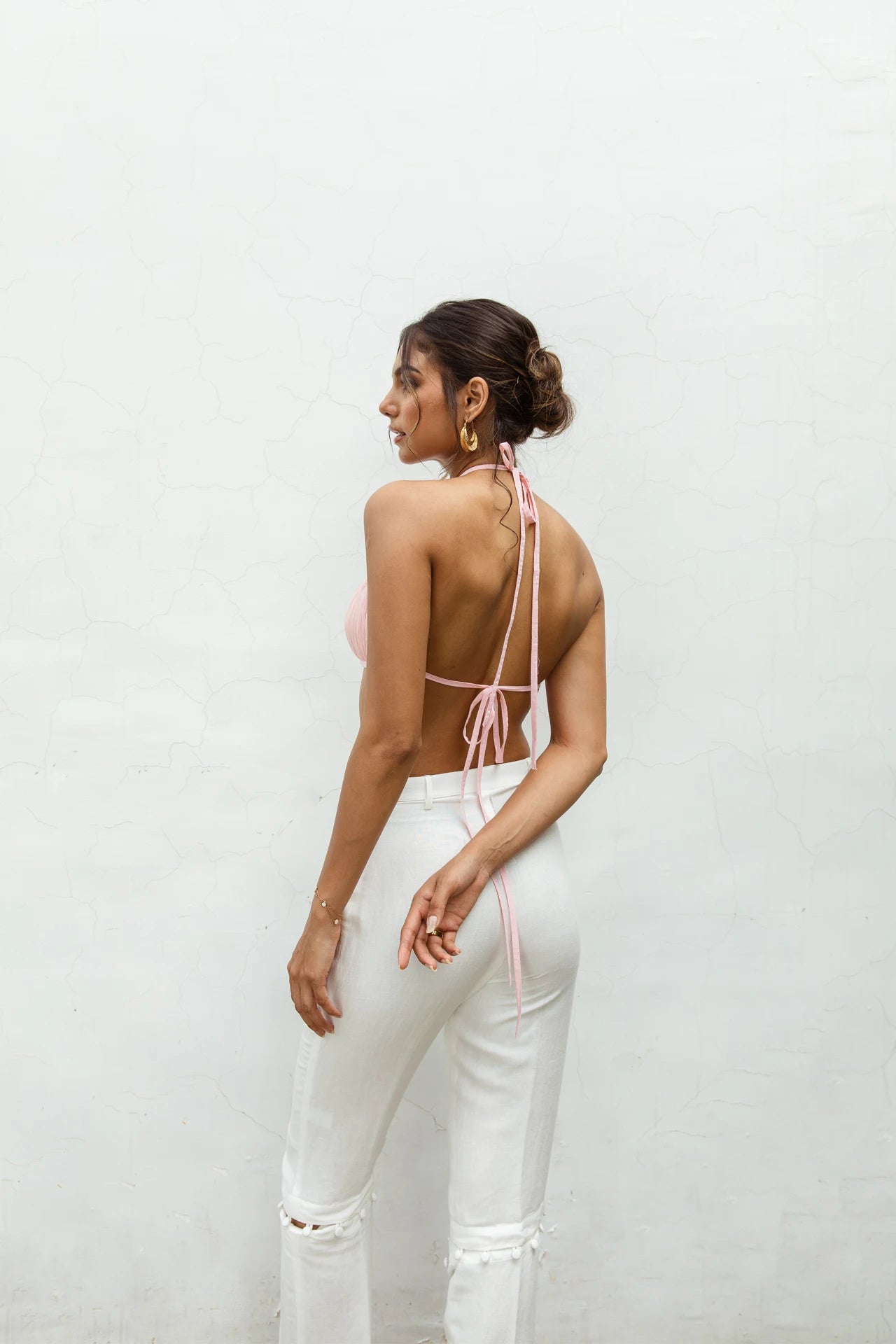 IVY GATHERED TIE UP CROP TOP