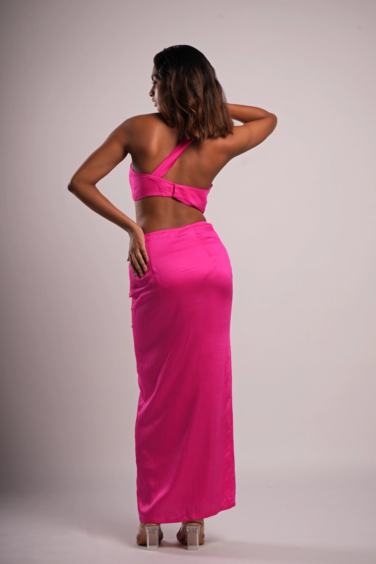 ASHLEY ASYMMETRIC PINK CROP TOP