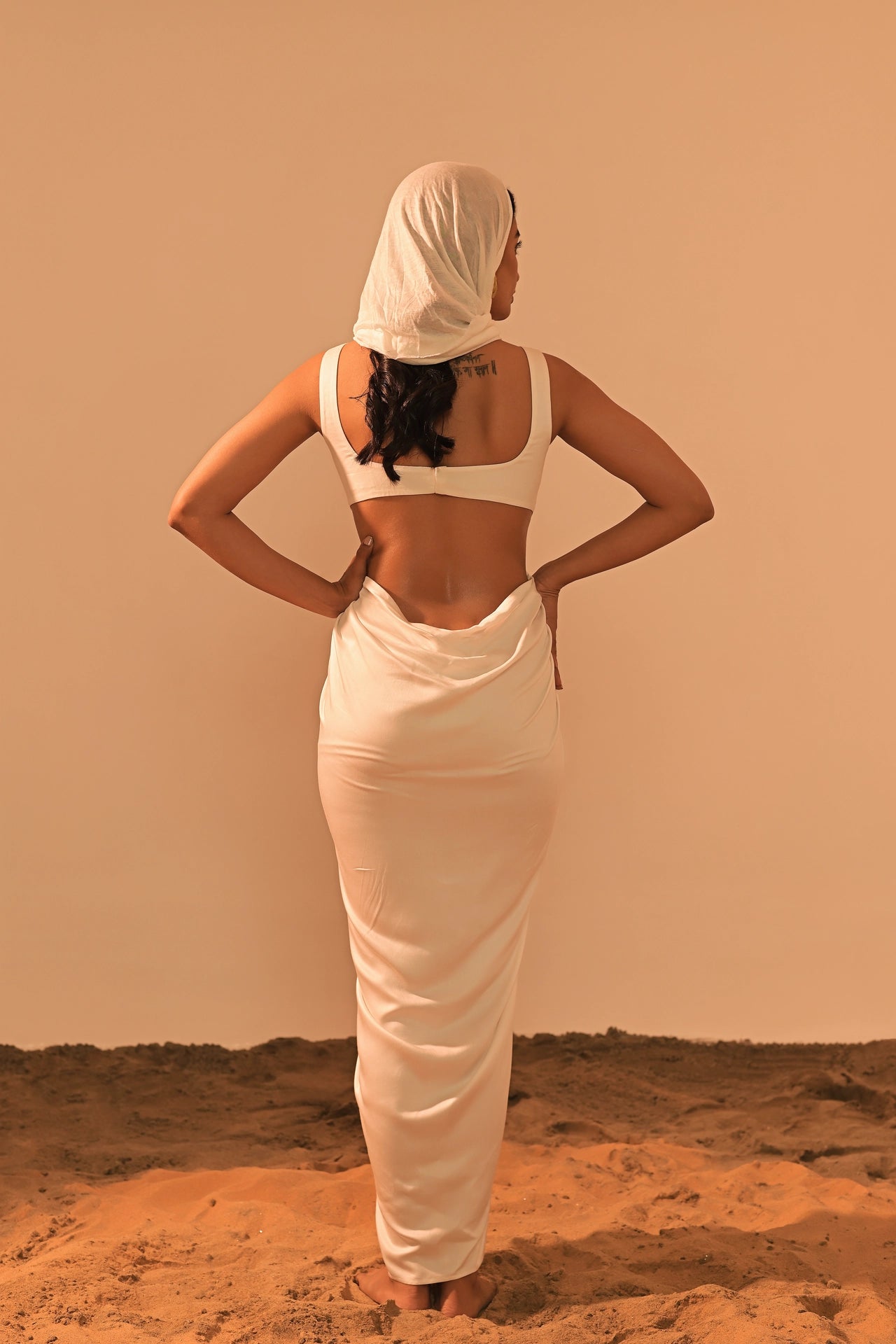 POE SATIN DRAPED DRESS
