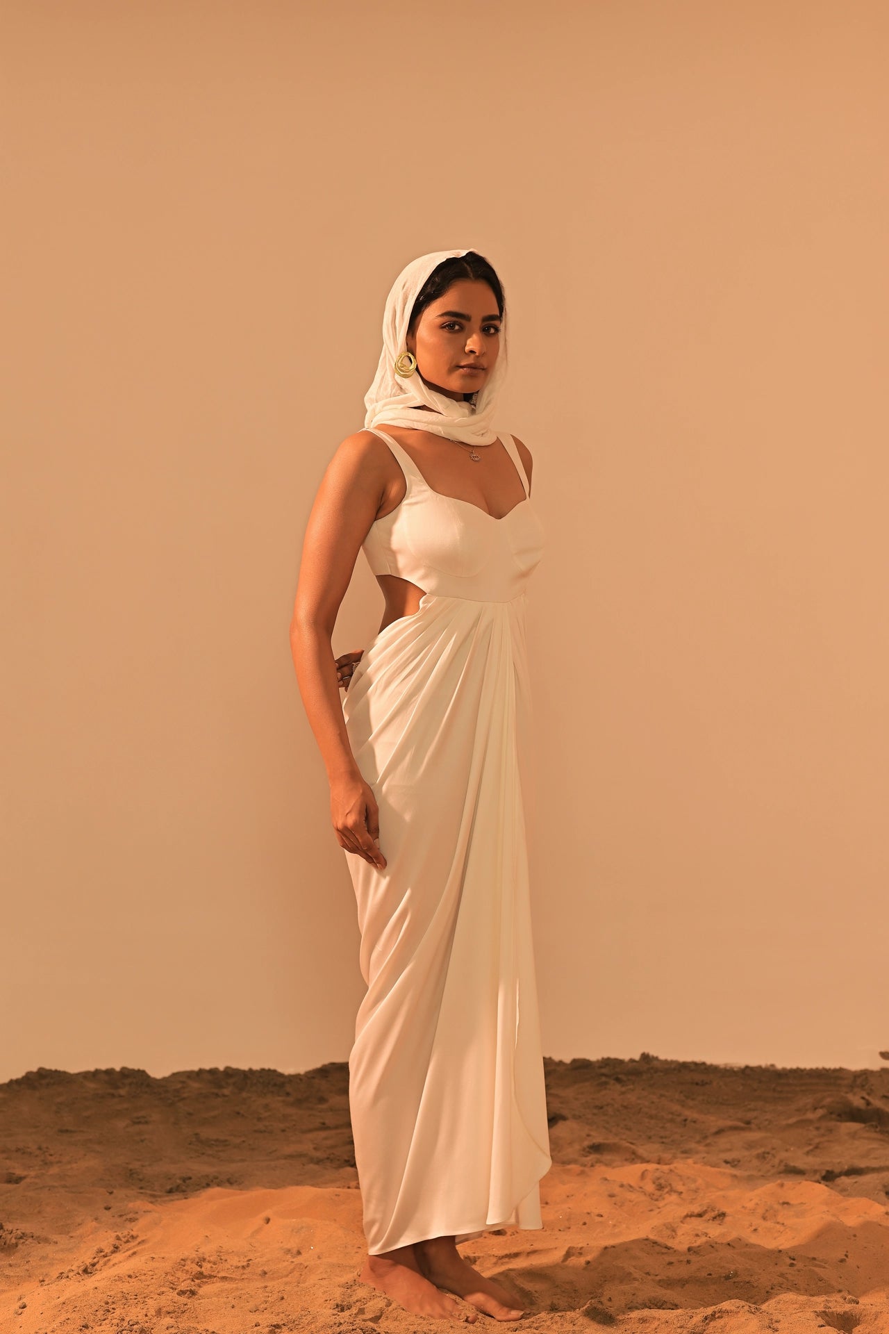 POE SATIN DRAPED DRESS