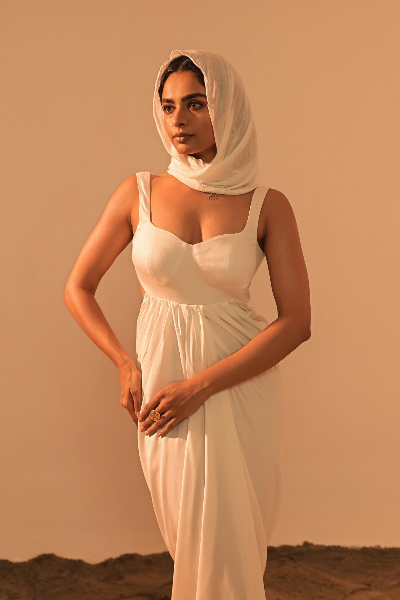 POE SATIN DRAPED DRESS