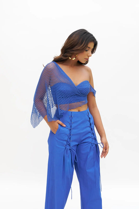 PILCRO DRAPED LACE TOP