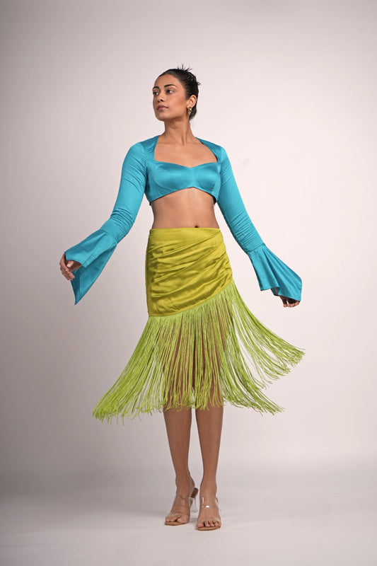PALM SALSA FRINGE SKIRT