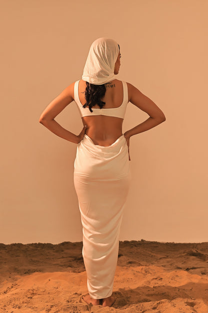 POE SATIN DRAPED DRESS