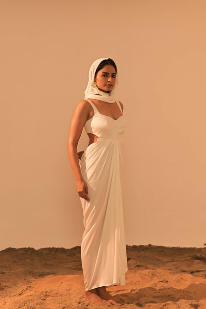 POE SATIN DRAPED DRESS