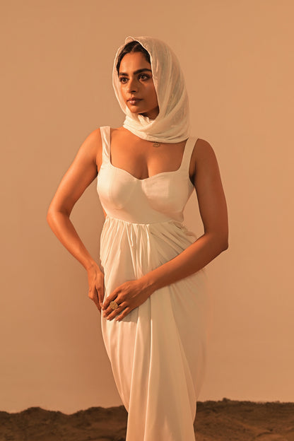 POE SATIN DRAPED DRESS